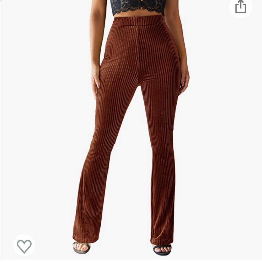 Rust brown velvet bell bottom flare yoga pants